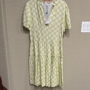NWT Taylor Tillman Green Checkered DressSZ SM pit2pit 18” waist 15” Length 29”